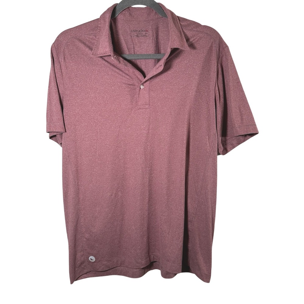 UNTUCKit Clavidor Polo Shirt Mens Large‎ Red Heather Short Sleeve Casual Golf - Picture 2 of 5